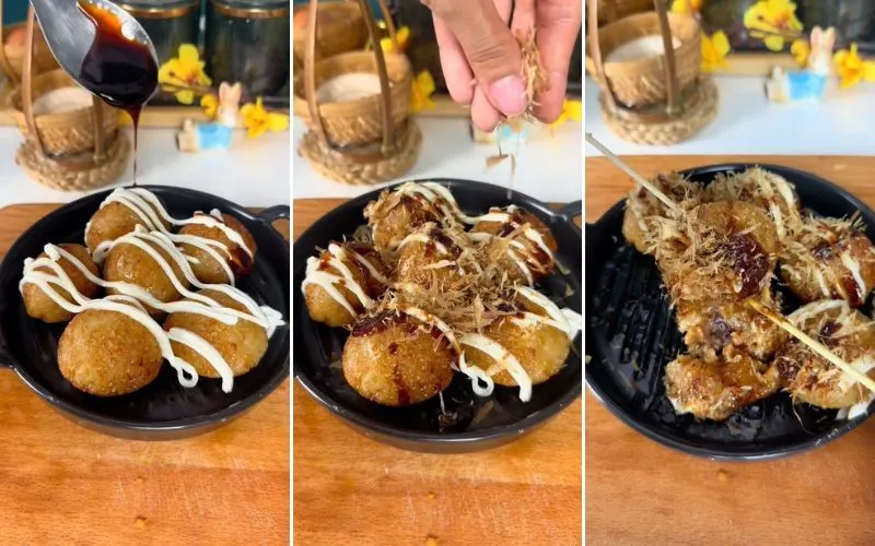 Biến tấu bánh tét thành bánh takoyaki cực độc đáo, thơm giòn lạ miệng