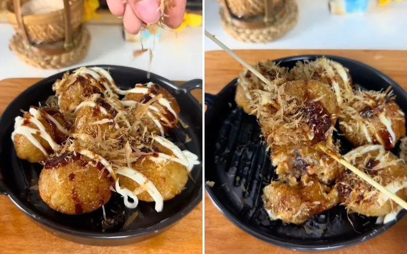 Biến tấu bánh tét thành bánh takoyaki cực độc đáo, thơm giòn lạ miệng