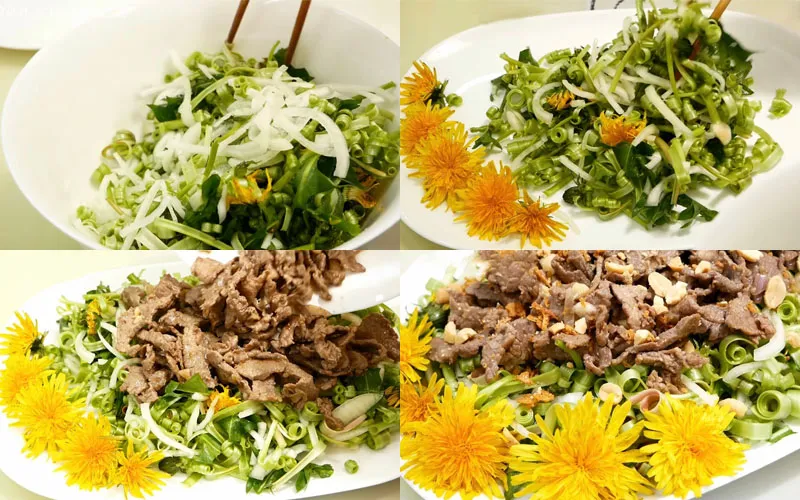 Cách làm salad bồ công anh thịt bò thơm ngon hấp dẫn giàu dinh dưỡng