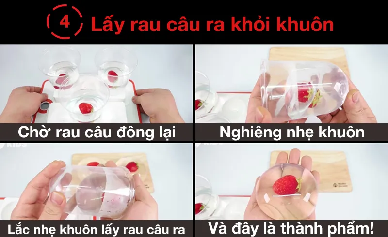 Cách làm thạch rau câu dâu tây trong suốt lạ miệng!