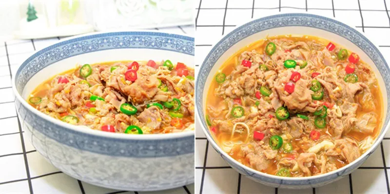 Nấu canh thịt bò nấm kim châm nóng hổi, bỏ dưỡng