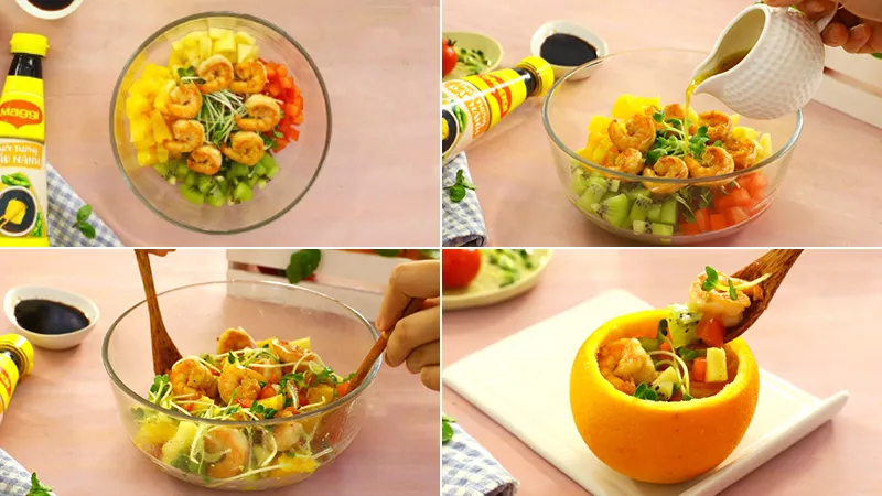 Tận hưởng cuối tuần với món salad tôm sú cam đầy dinh dưỡng và mát lành